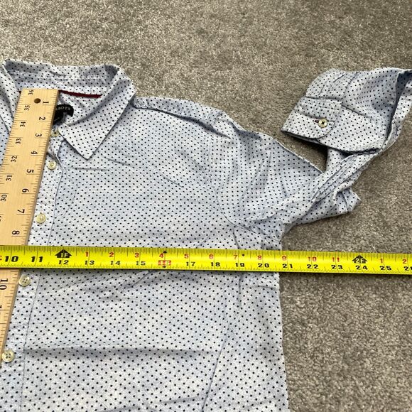 Talbots Button Down Shirt Womens Large Blue Polka Long Sleeve Cotton Casual Top - Picture 10 of 11